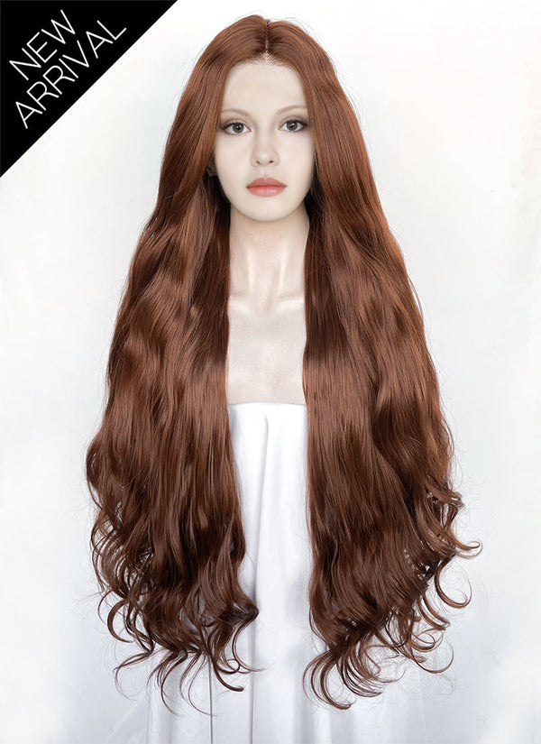 Frankenstein 2025 Elizabeth Harlander Reddish Brown Wavy Lace Front Synthetic Hair Wig LW4075