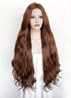 Frankenstein 2025 Elizabeth Harlander Reddish Brown Wavy Lace Front Synthetic Hair Wig LW4075