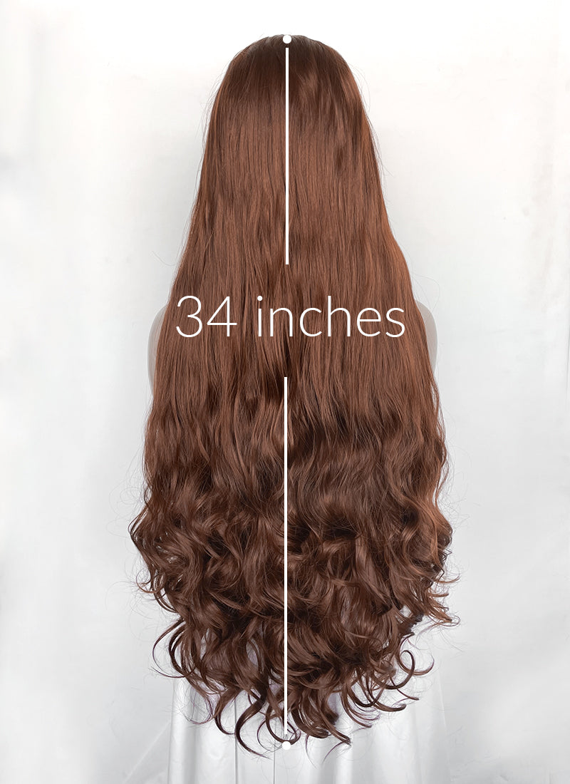 Frankenstein 2025 Elizabeth Harlander Reddish Brown Wavy Lace Front Synthetic Hair Wig LW4075