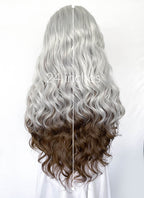 X-Men Rogue Silver White Mixed Brown Wavy Lace Front Synthetic Wig LW4109