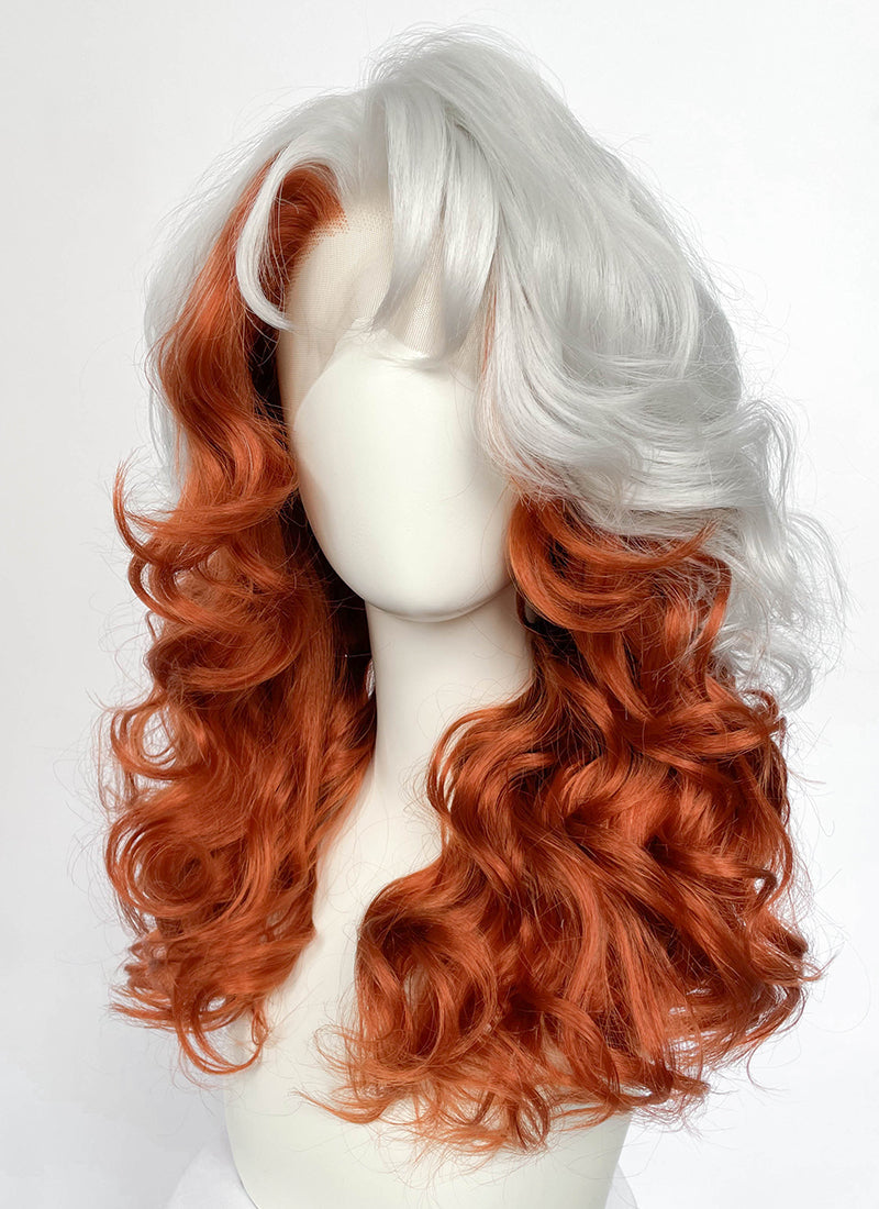 X-Men 97 Rogue Silver White Mixed Ginger Wavy Lace Front Synthetic Wig LW4132A