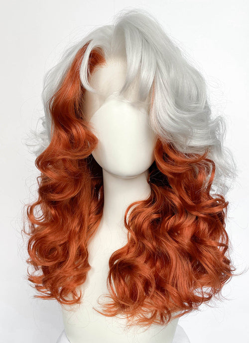 X-Men 97 Rogue Silver White Mixed Ginger Wavy Lace Front Synthetic Wig LW4132A