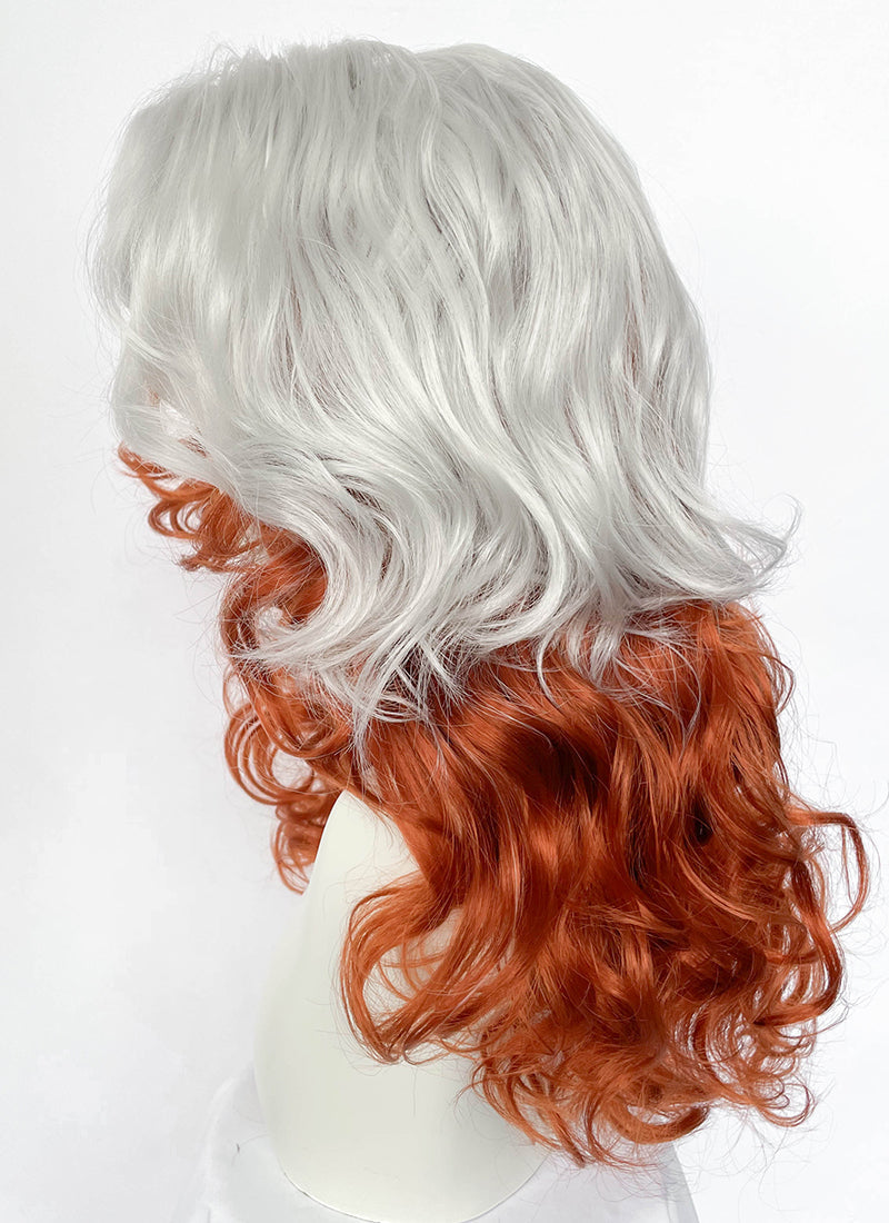 X-Men 97 Rogue Silver White Mixed Ginger Wavy Lace Front Synthetic Wig LW4132A