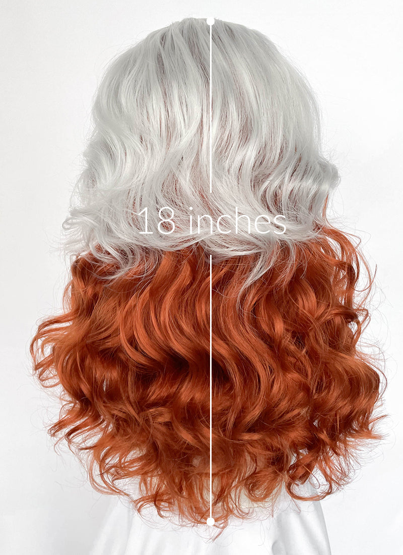 X-Men 97 Rogue Silver White Mixed Ginger Wavy Lace Front Synthetic Wig LW4132A