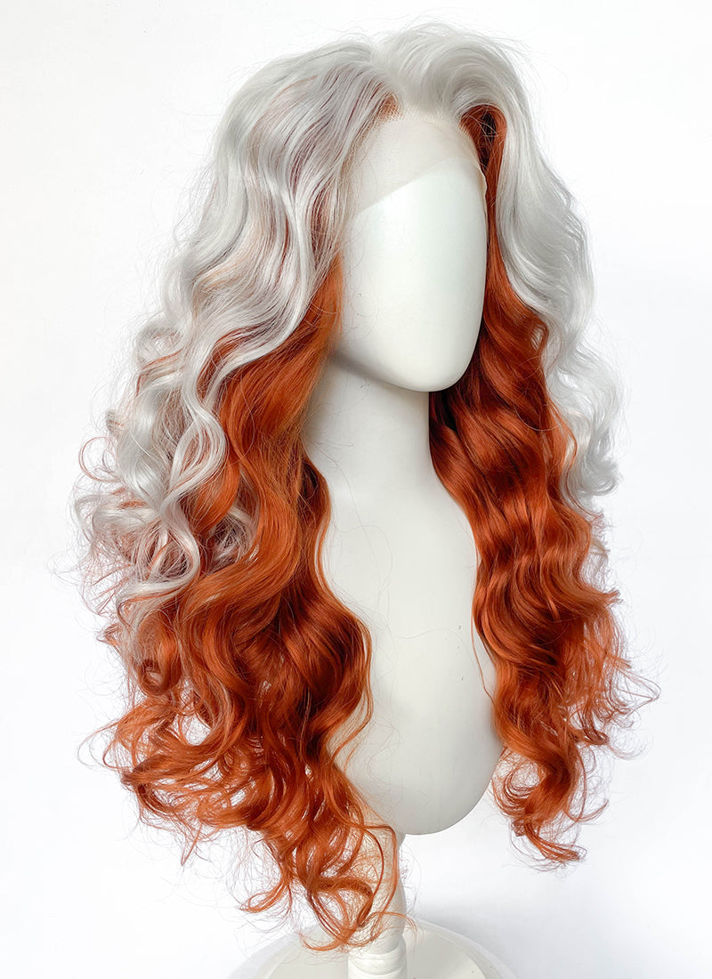 X-Men 97 Rogue Silver White Mixed Ginger Wavy Lace Front Synthetic Wig LW4132
