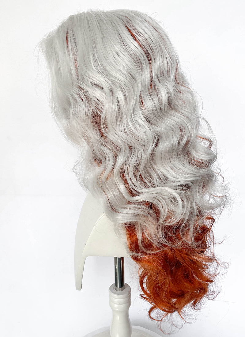 X-Men 97 Rogue Silver White Mixed Ginger Wavy Lace Front Synthetic Wig LW4132