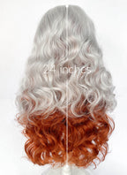 X-Men 97 Rogue Silver White Mixed Ginger Wavy Lace Front Synthetic Wig LW4132