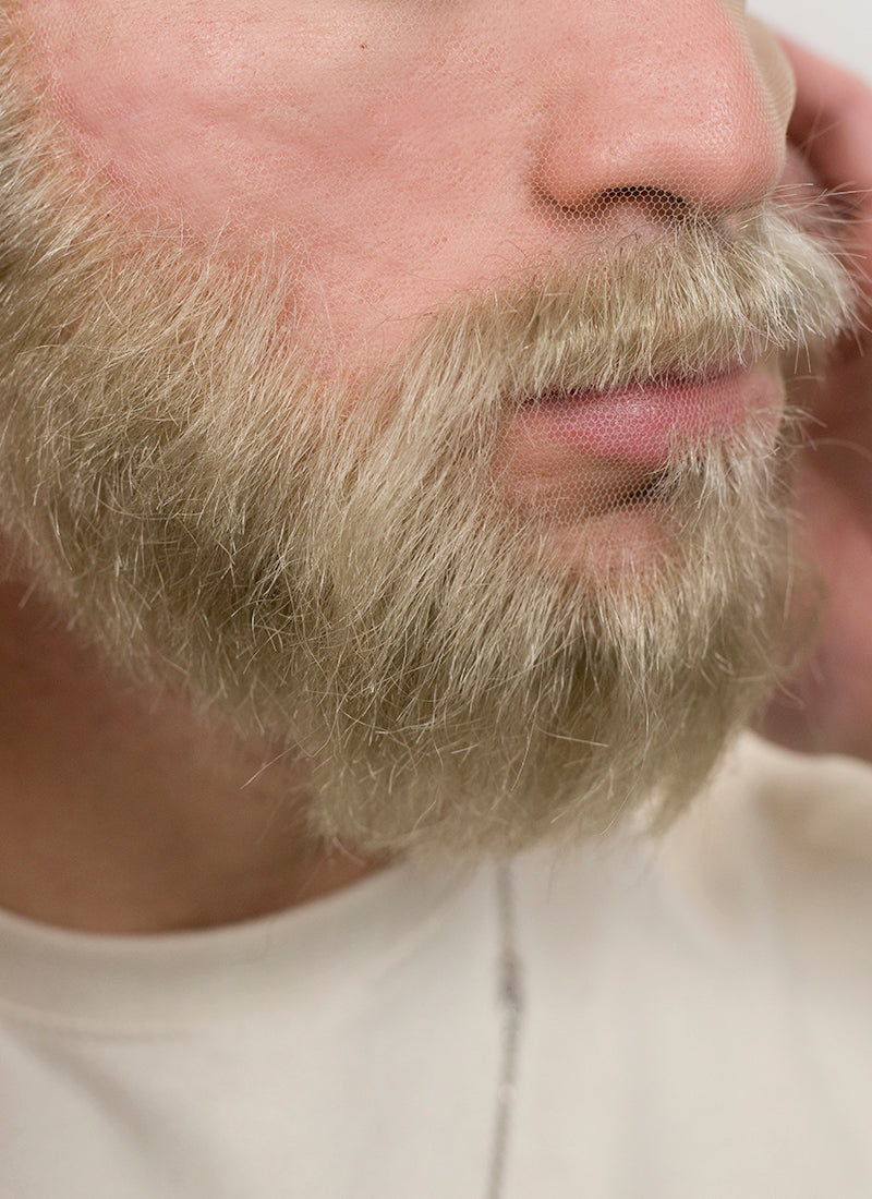 Handmade HD Lace Realistic Sage Grey Beard and Moustache Facial Hair Set MB002