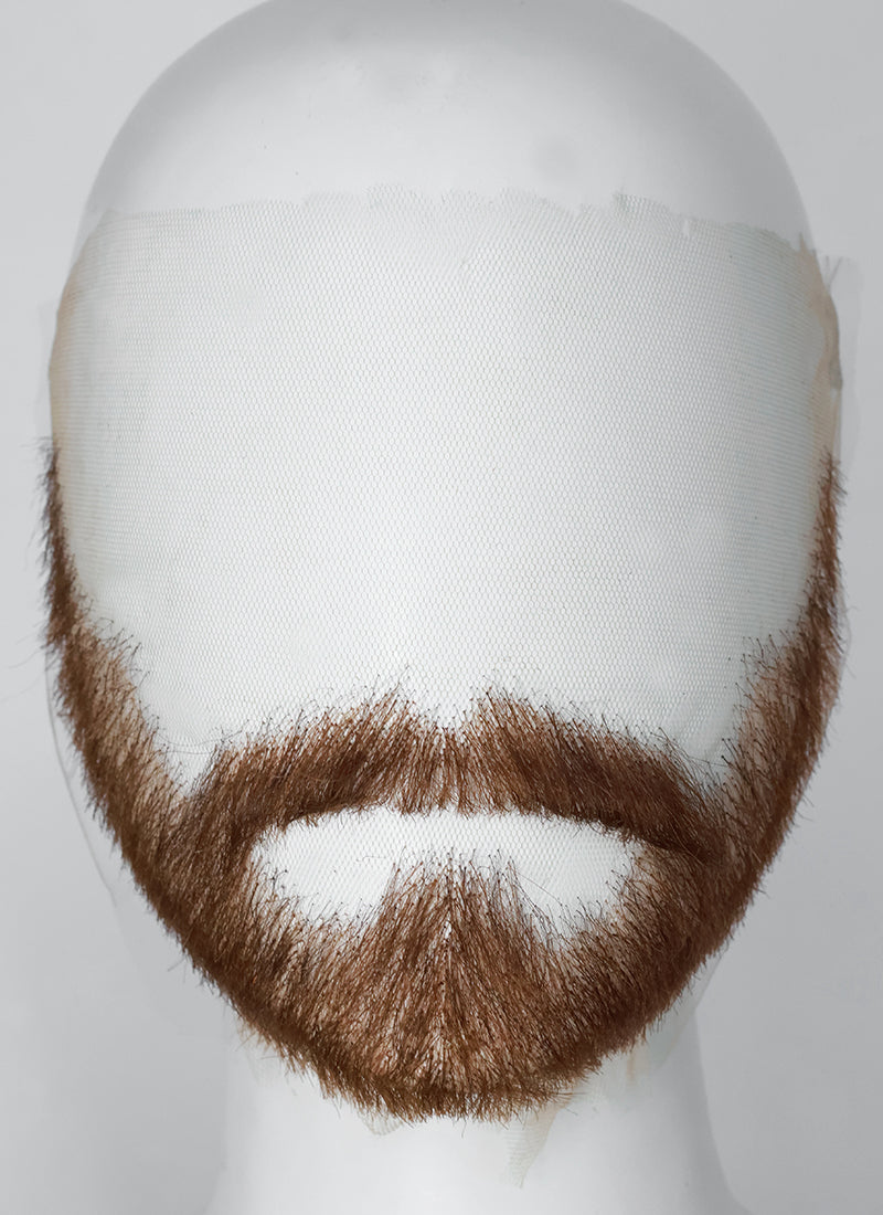 Handmade HD Lace Realistic Brown Beard and Moustache Facial Hair Set MB012