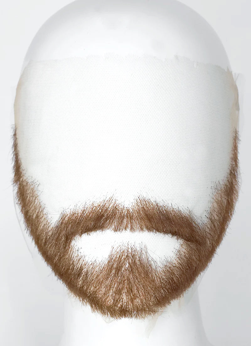 Handmade HD Lace Realistic Brown Beard and Moustache Facial Hair Set MB012