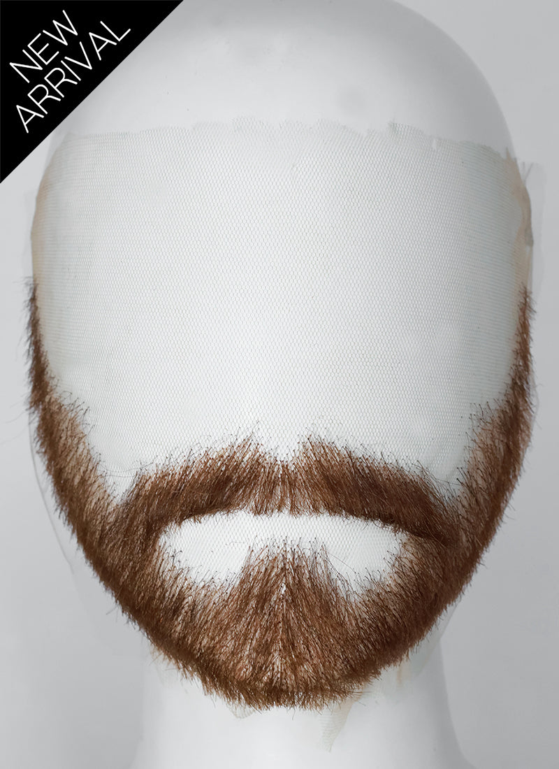 Handmade HD Lace Realistic Brown Beard and Moustache Facial Hair Set MB012