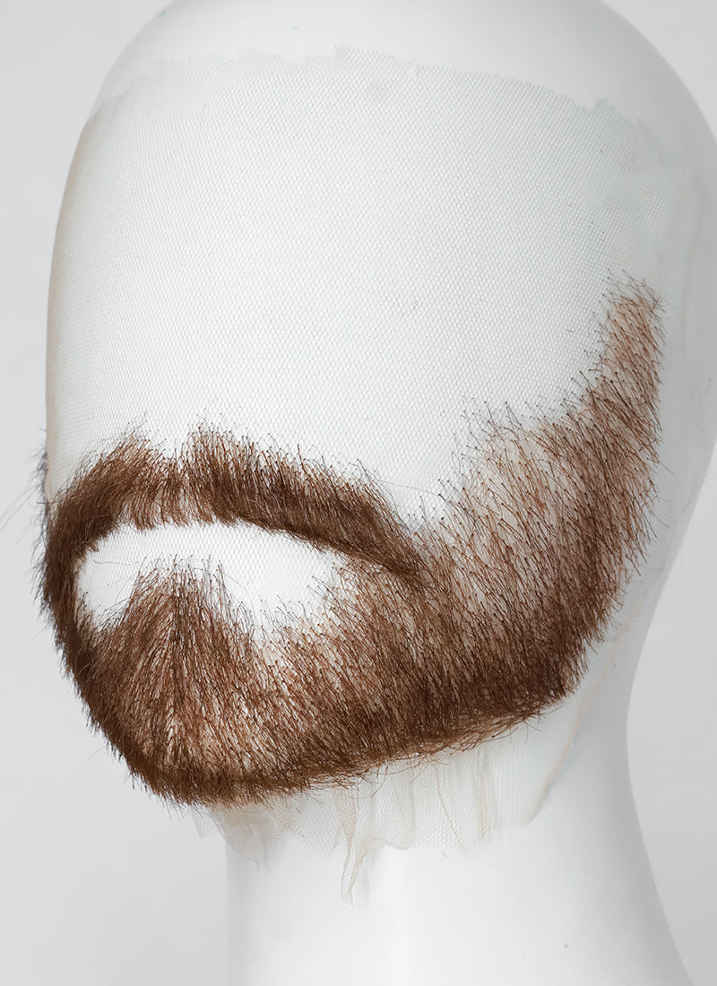 Handmade HD Lace Realistic Brown Beard and Moustache Facial Hair Set MB012