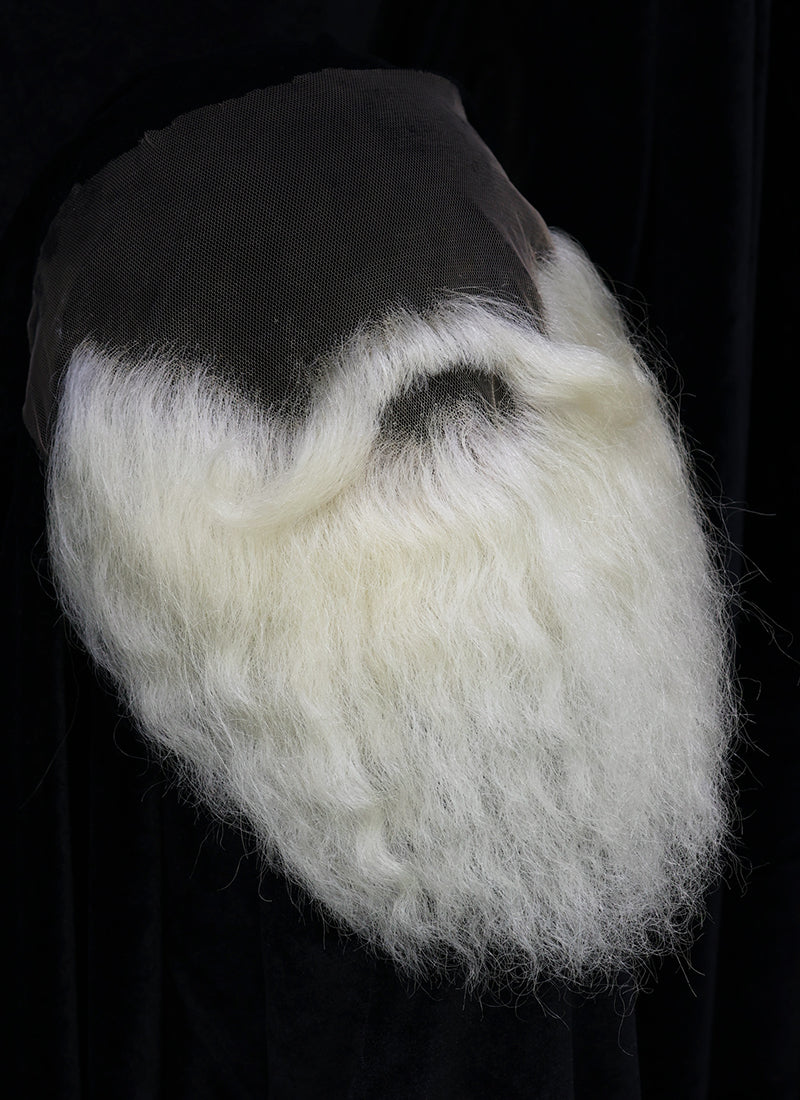 Santa Handmade HD Lace Realistic Platinum Blonde Bandholz Beard and Moustache Facial Hair Set MB019