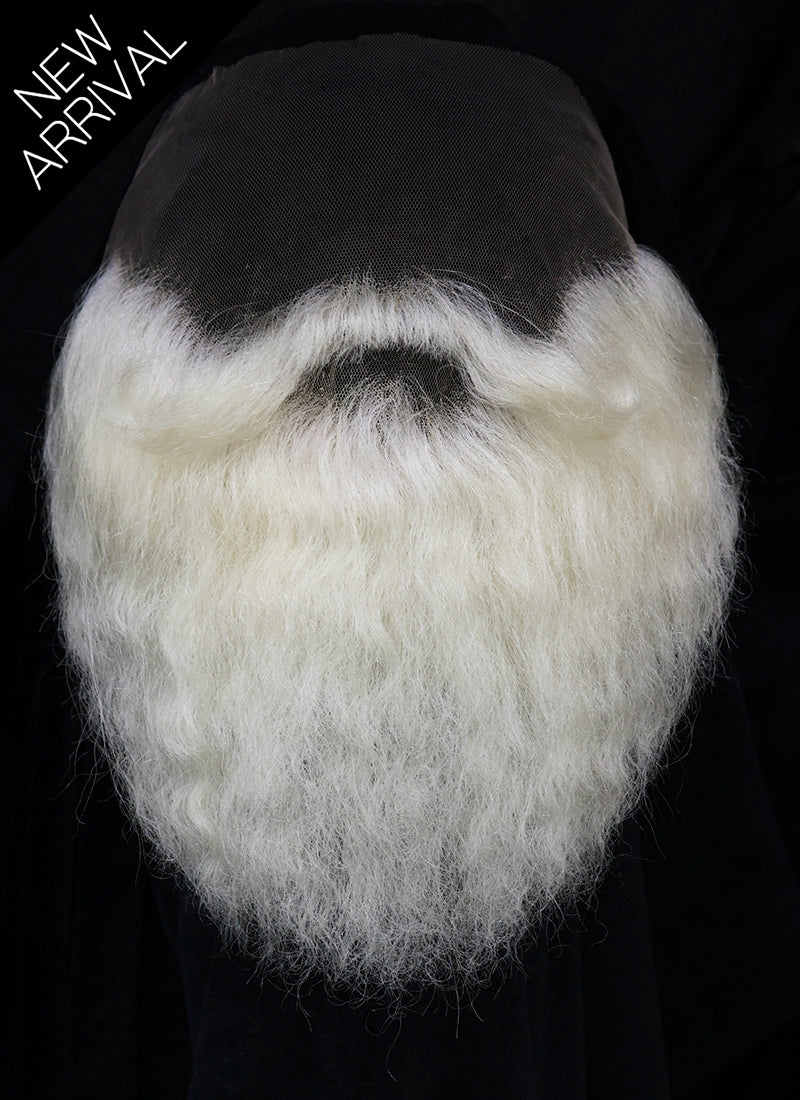 Santa Handmade HD Lace Realistic Platinum Blonde Bandholz Beard and Moustache Facial Hair Set MB019