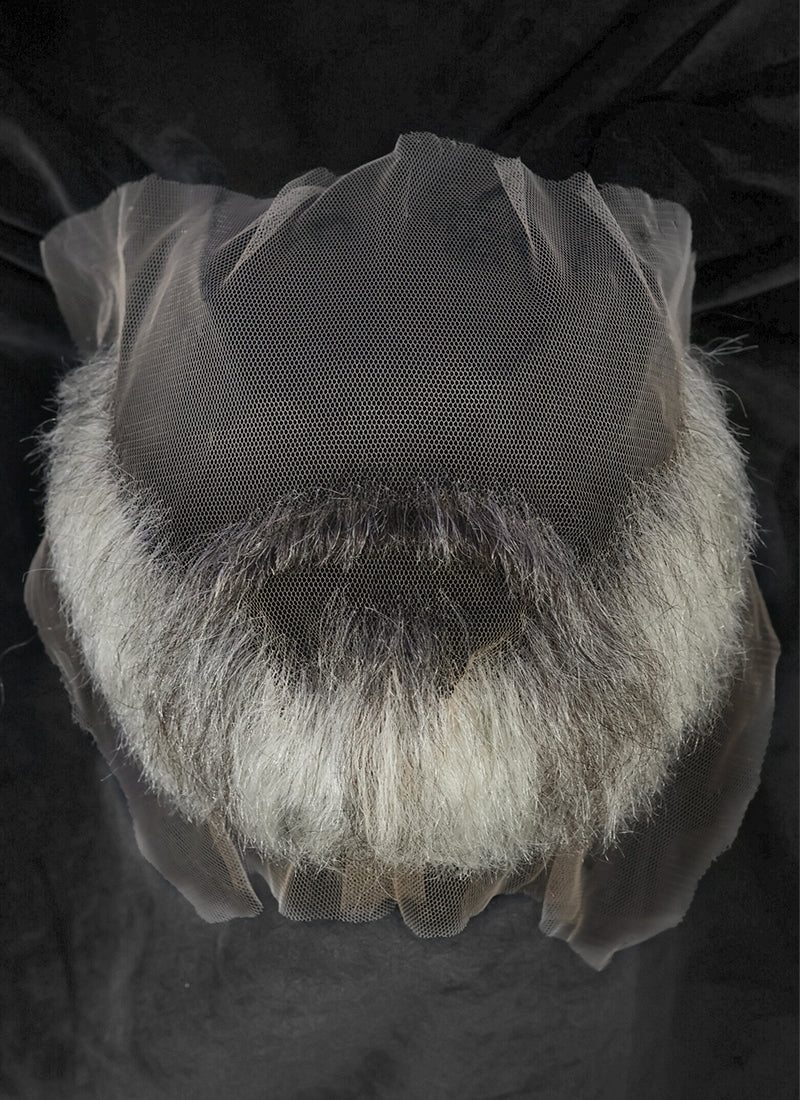 Handmade HD Lace Realistic Blonde Mixed Grey Full Beard and Moustache Facial Hair Set MB021