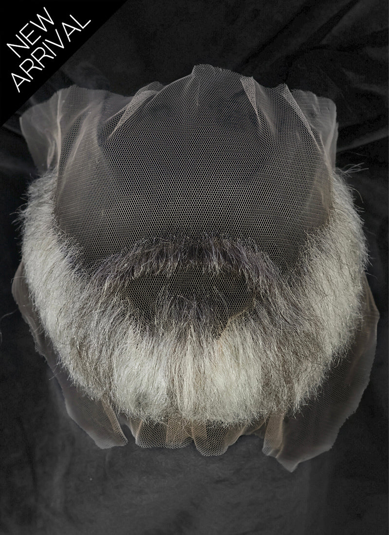 Handmade HD Lace Realistic Blonde Mixed Grey Full Beard and Moustache Facial Hair Set MB021