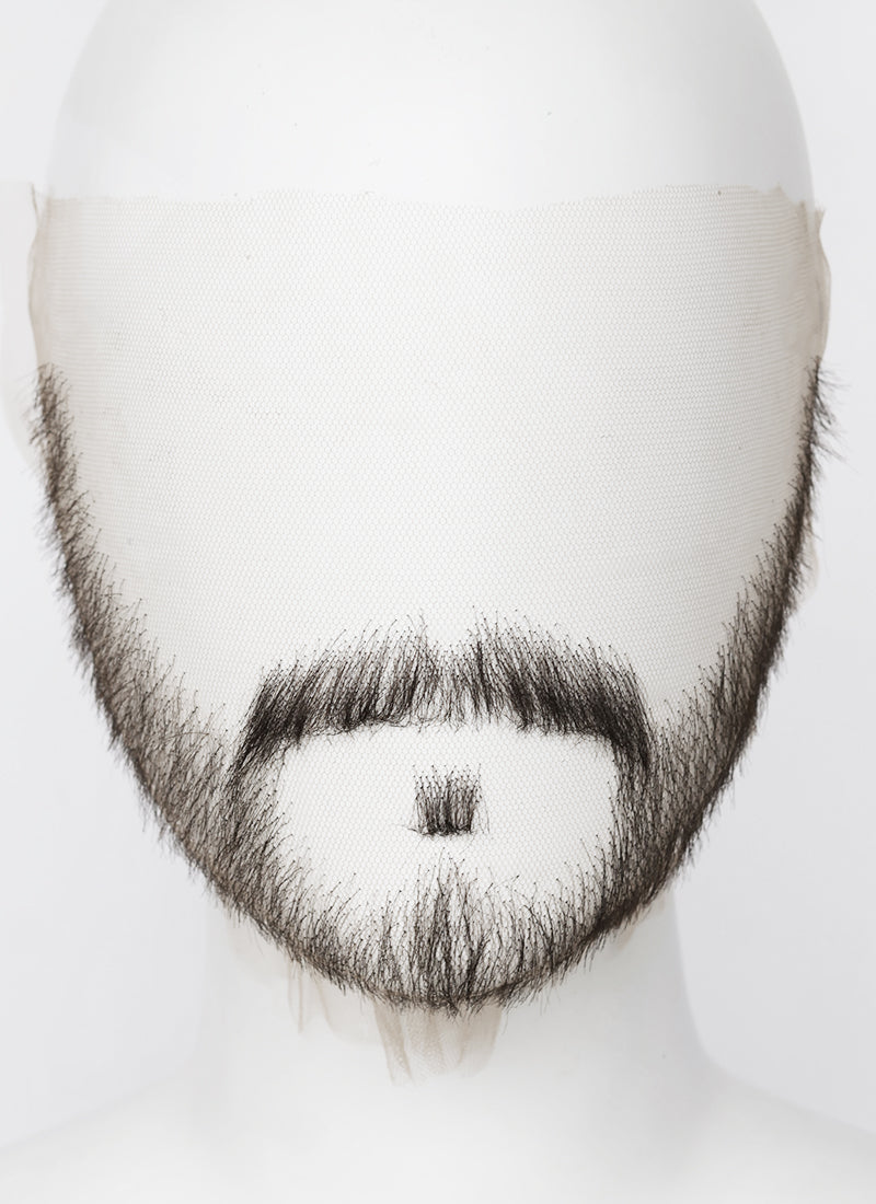 Hannibal Will Graham Handmade HD Lace Realistic Natural Black Long Stubble Beard and Moustache Facial Hair Set MB023