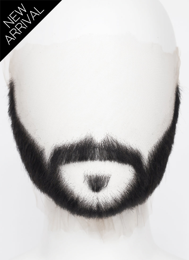 Sonic the Hedgehog Agent stone Handmade HD Lace Realistic Black Long Stubble Beard and Moustache Facial Hair Set MB024