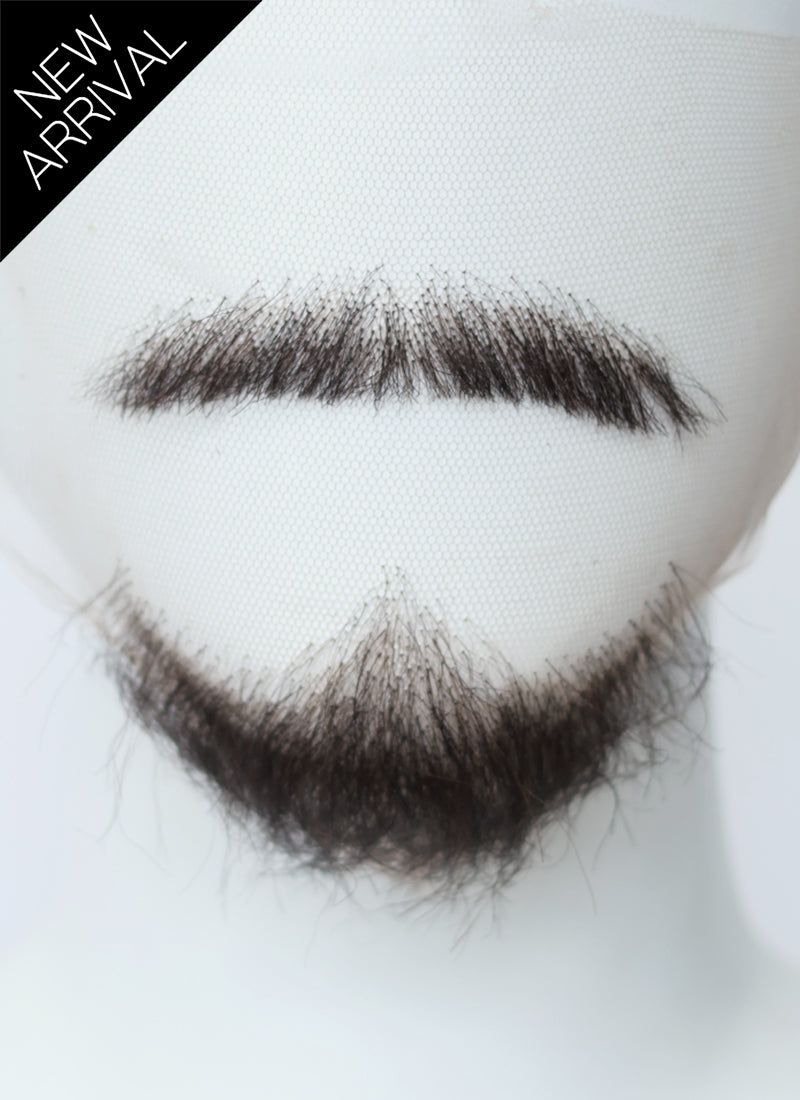 Bbno$ Alexander Leon Gumuchian Handmade HD Lace Realistic Natural Black Balbo Beard and Moustache Facial Hair Set MB028
