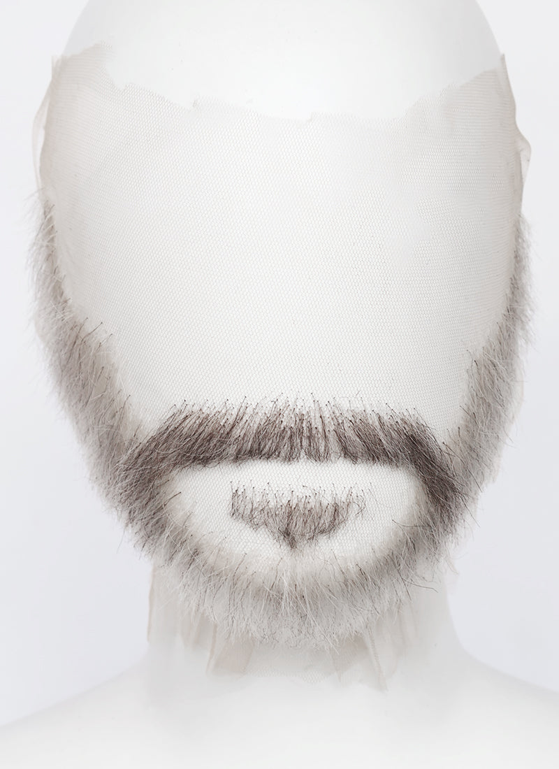 Handmade HD Lace Realistic Blonde Mixed Brown Long Stubble and Moustache Facial Hair Set MB033