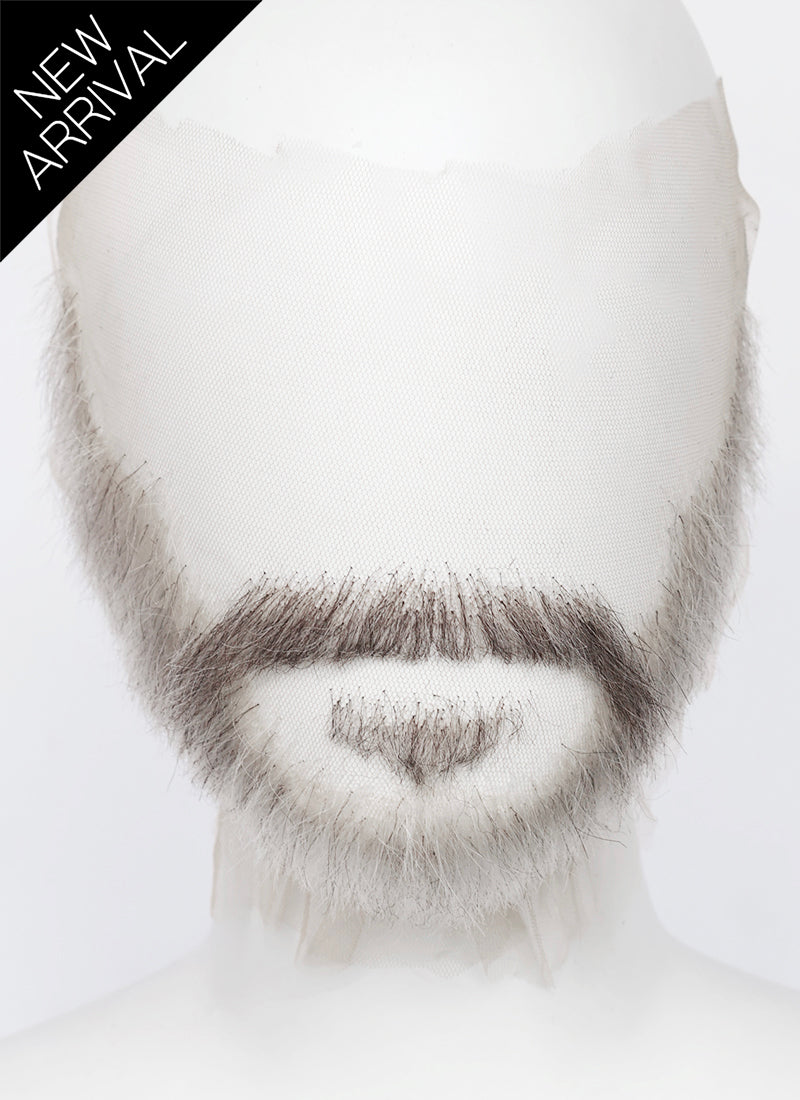 Handmade HD Lace Realistic Blonde Mixed Brown Long Stubble and Moustache Facial Hair Set MB033