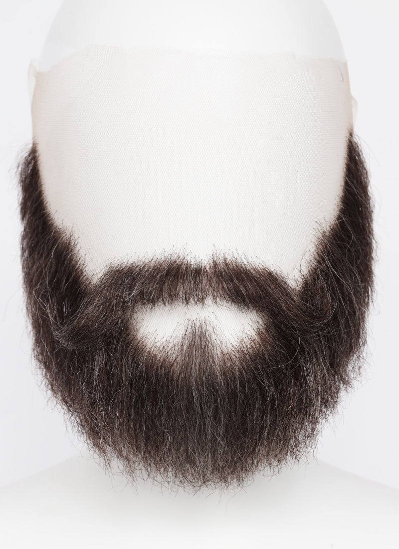 Handmade HD Lace Realistic Brown Mixed Grey Full Beard and Moustache Facial Hair Set MB035