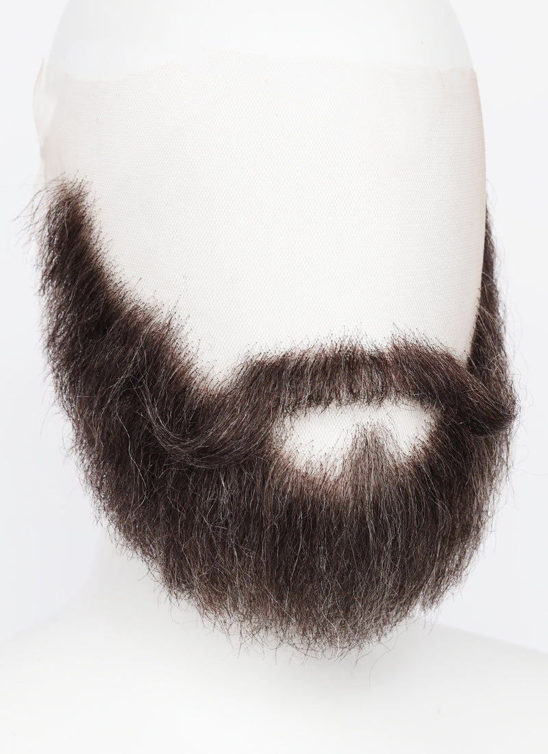 Handmade HD Lace Realistic Brown Mixed Grey Full Beard and Moustache Facial Hair Set MB035