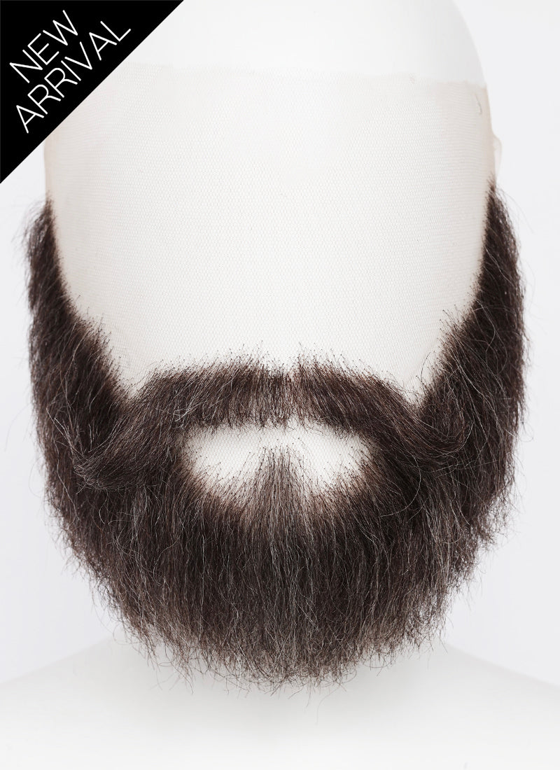 Handmade HD Lace Realistic Brown Mixed Grey Full Beard and Moustache Facial Hair Set MB035
