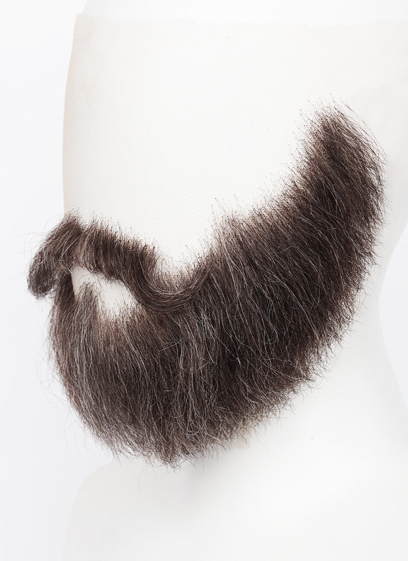 Handmade HD Lace Realistic Brown Mixed Grey Full Beard and Moustache Facial Hair Set MB035