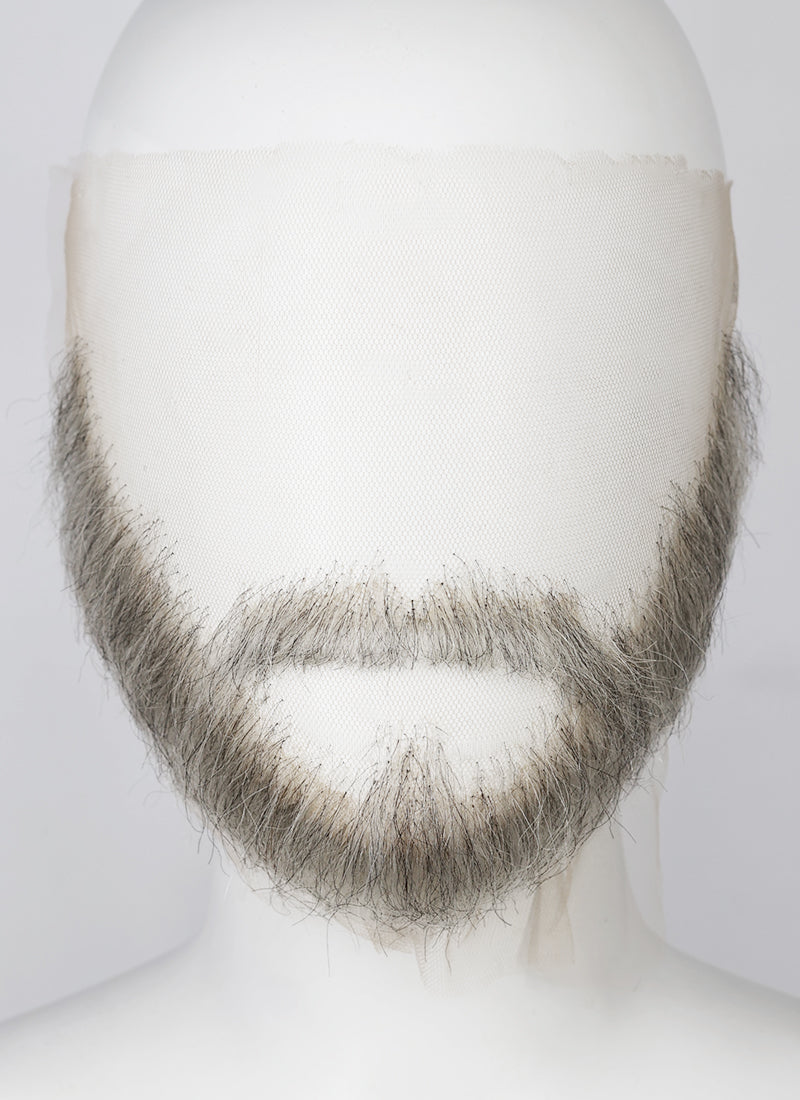 Handmade HD Lace Realistic Mixed Grey Ducktail and Moustache Facial Hair Set MB037