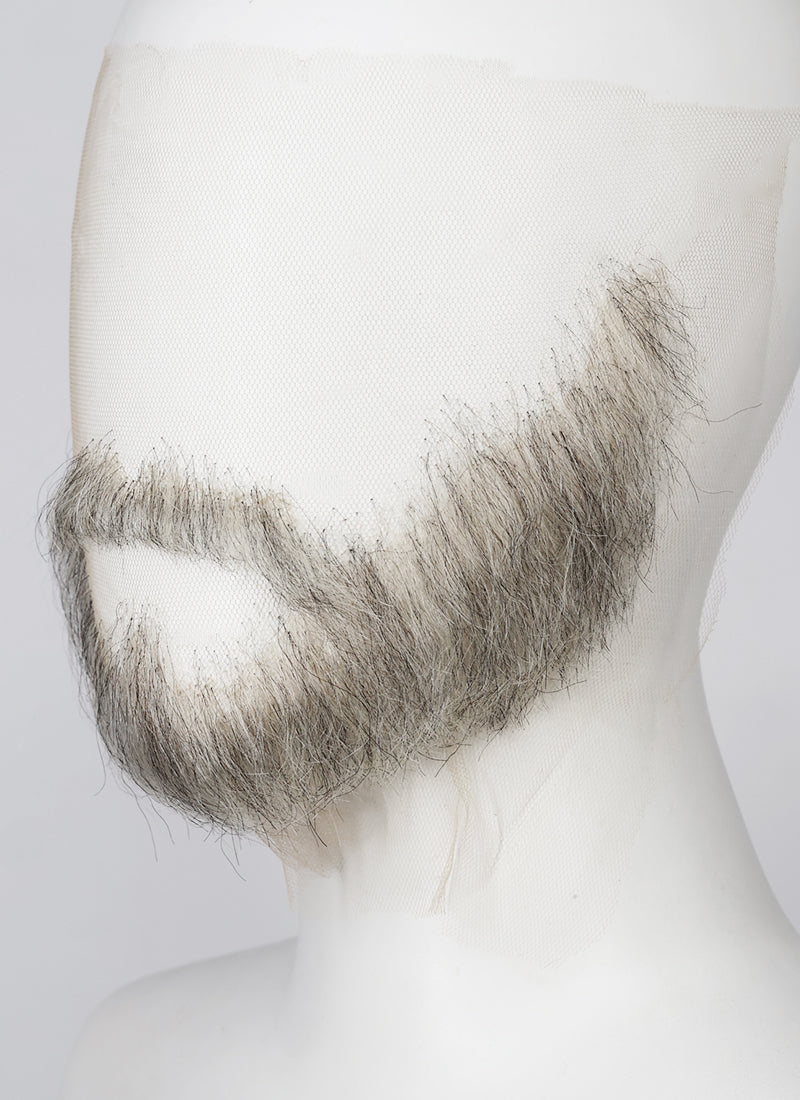 Handmade HD Lace Realistic Mixed Grey Ducktail and Moustache Facial Hair Set MB037