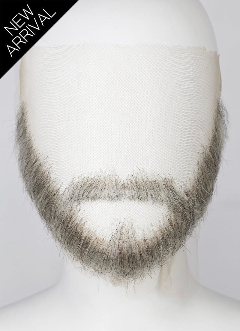 Handmade HD Lace Realistic Mixed Grey Ducktail and Moustache Facial Hair Set MB037