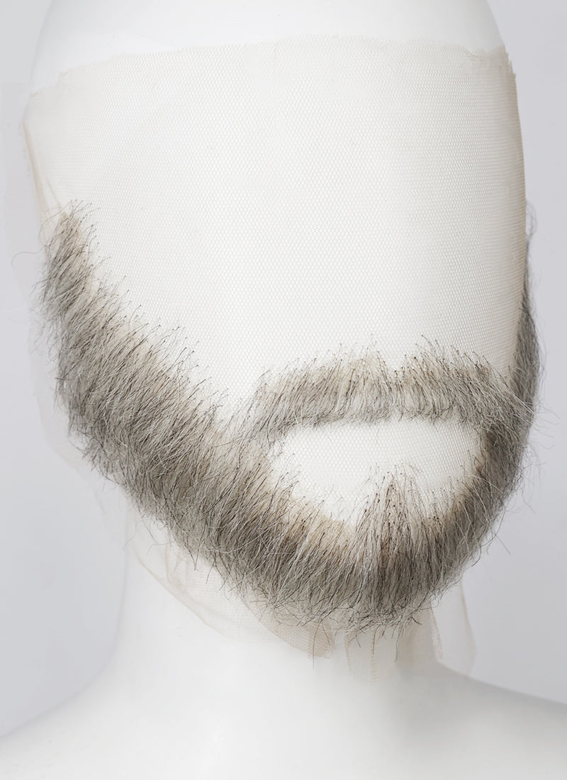 Handmade HD Lace Realistic Mixed Grey Ducktail and Moustache Facial Hair Set MB037