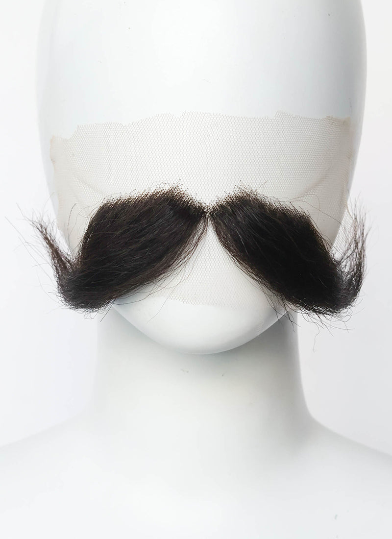 One Piece Gol D. Roger Handmade HD Lace Realistic Dark Brown Handlebar Beard and Moustache Facial Hair Set MB040