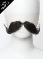 One Piece Gol D. Roger Handmade HD Lace Realistic Dark Brown Handlebar Beard and Moustache Facial Hair Set MB040