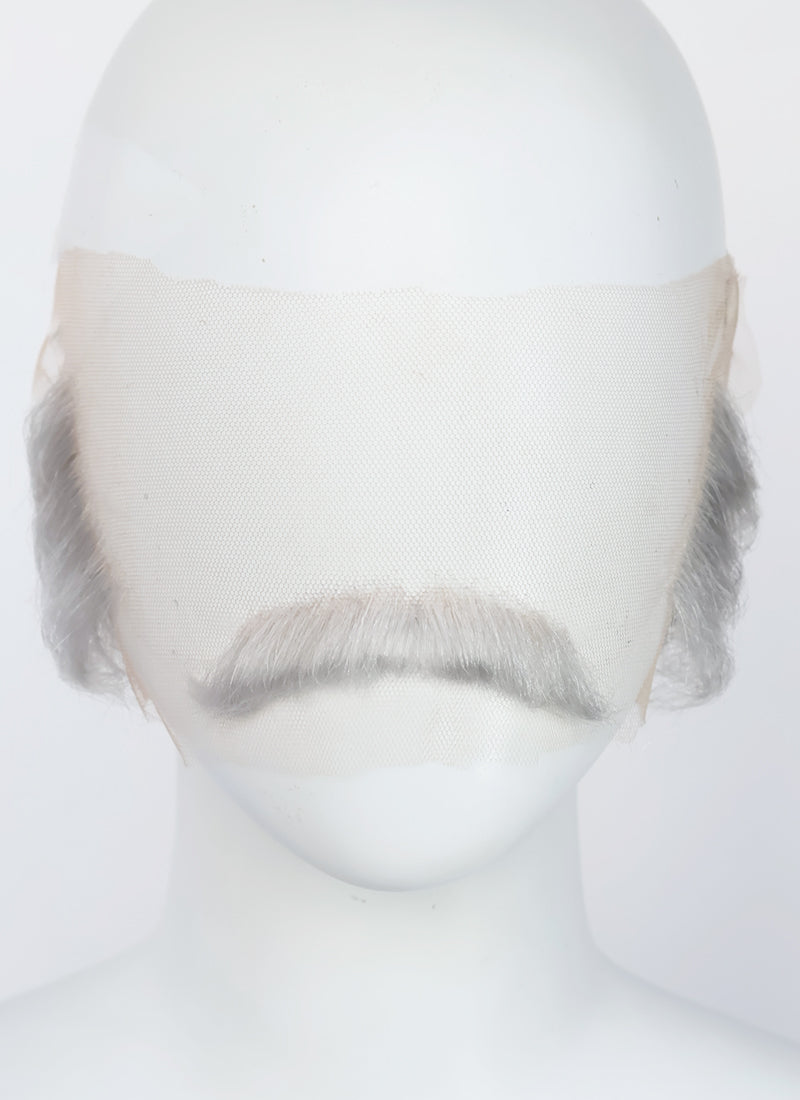 Handmade HD Lace Realistic Silver Grey Beard and Moustache Facial Hair Set MB043