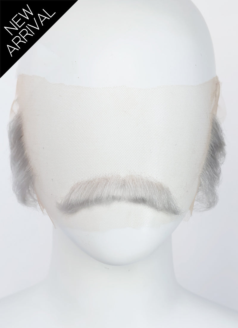 Handmade HD Lace Realistic Silver Grey Beard and Moustache Facial Hair Set MB043