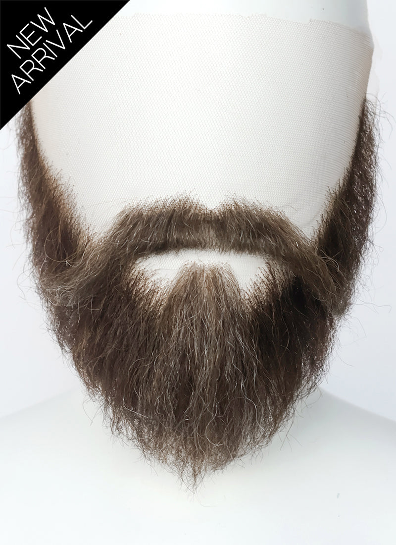 The Walking Dead Paul Rovia Handmade HD Lace Realistic Brown Mixed Grey Ducktail Beard and Moustache Facial Hair Set MB044