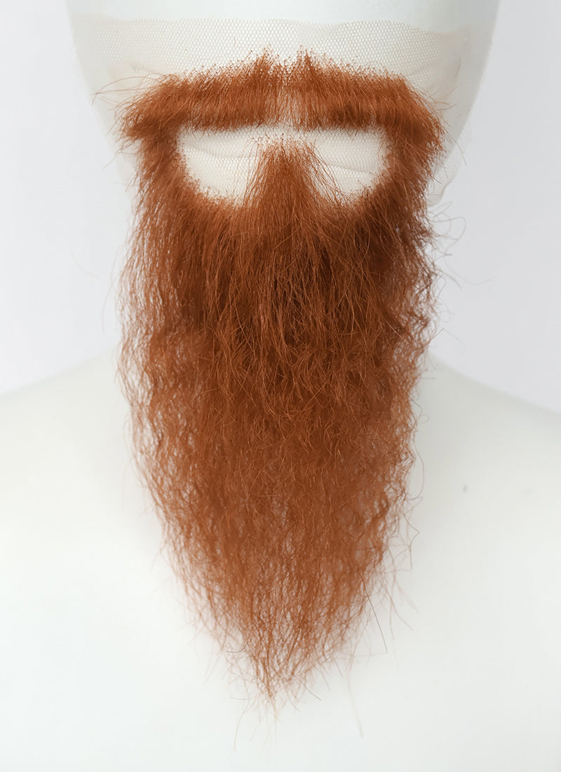 Vikings LARP Handmade HD Lace Realistic Ginger Full Beard and Moustache Facial Hair Set MB051