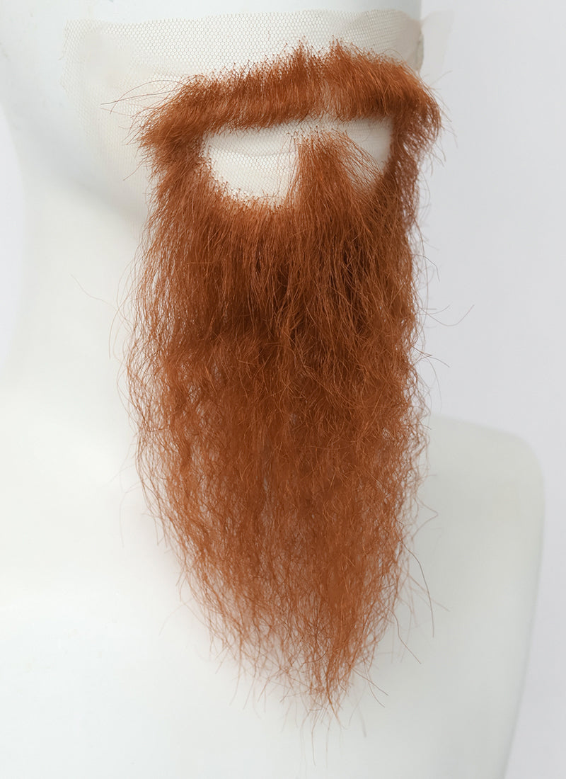 Vikings LARP Handmade HD Lace Realistic Ginger Full Beard and Moustache Facial Hair Set MB051