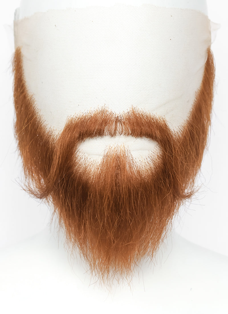 Vikings LARP Handmade HD Lace Realistic Ginger Full Beard and Moustache Facial Hair Set MB052