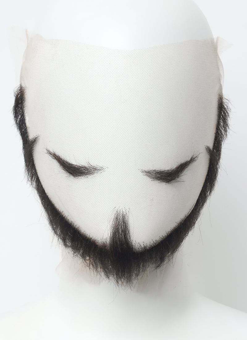 One Piece Dracule Mihawk Handmade HD Lace Realistic Black Beard and Moustache Facial Hair Set MB054