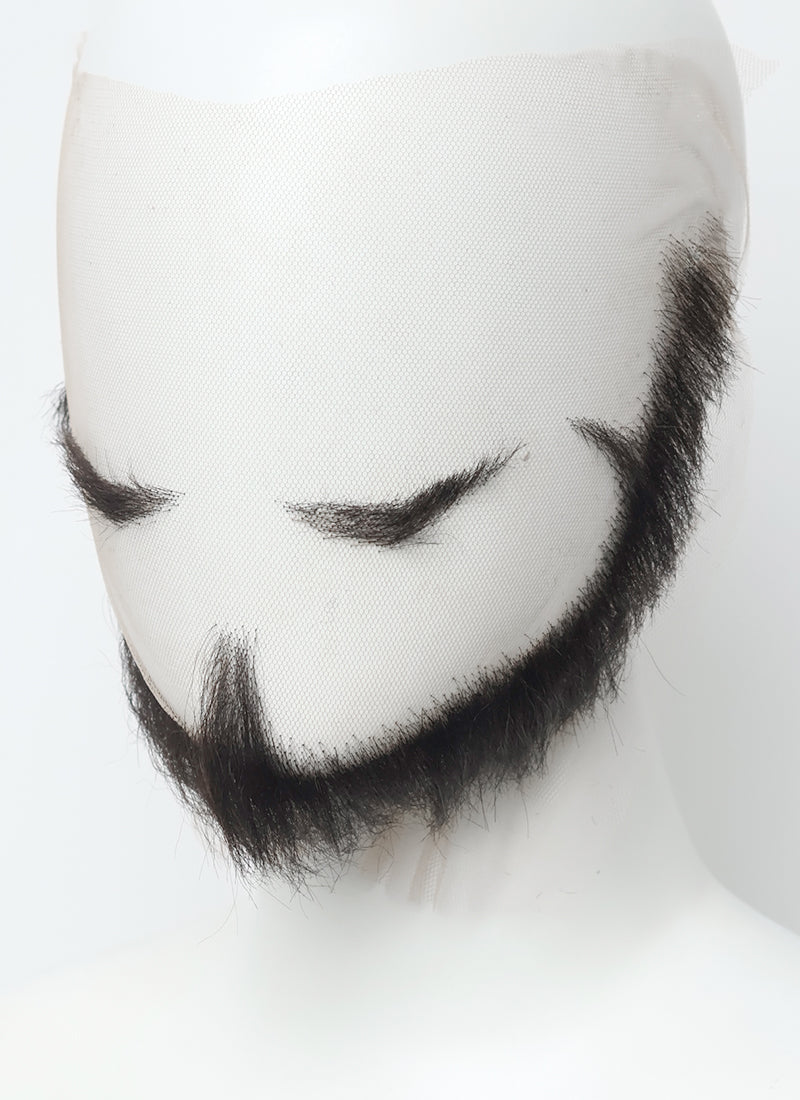 One Piece Dracule Mihawk Handmade HD Lace Realistic Black Beard and Moustache Facial Hair Set MB054