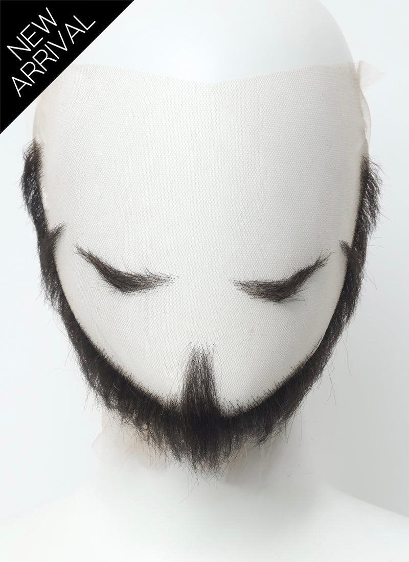 One Piece Dracule Mihawk Handmade HD Lace Realistic Black Beard and Moustache Facial Hair Set MB054