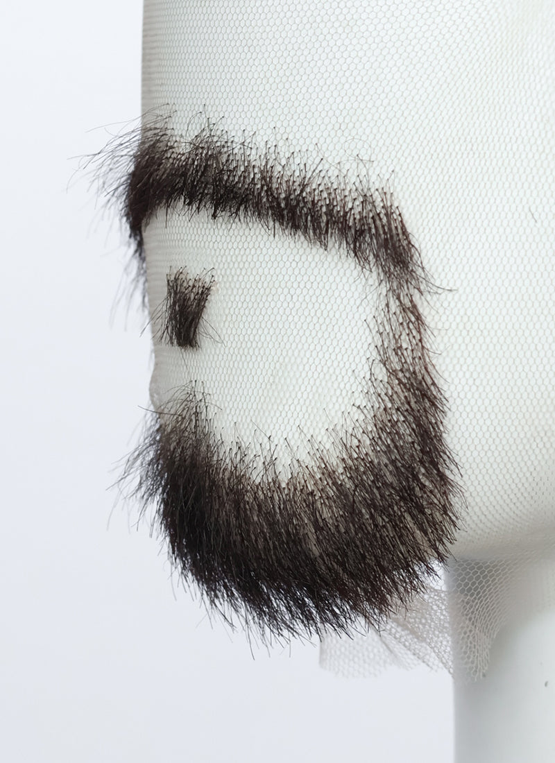 Handmade HD Lace Realistic Dark Brown Circle Beard and Moustache Facial Hair Set MB062
