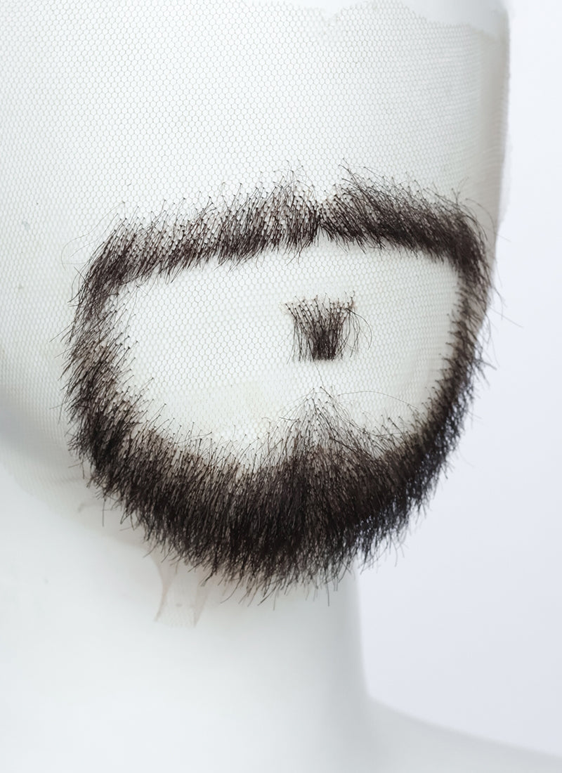 Handmade HD Lace Realistic Dark Brown Circle Beard and Moustache Facial Hair Set MB062