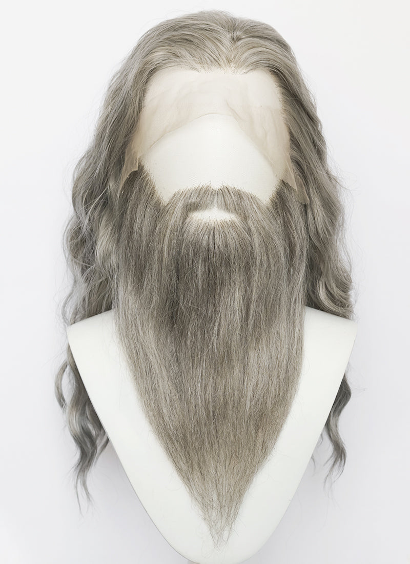 The Lord of the Rings Gandalf Handmade HD Lace Realistic Mixed Grey Beard and Moustache Facial Hair Set MB063