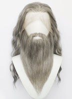 The Lord of the Rings Gandalf Handmade HD Lace Realistic Mixed Grey Beard and Moustache Facial Hair Set MB063