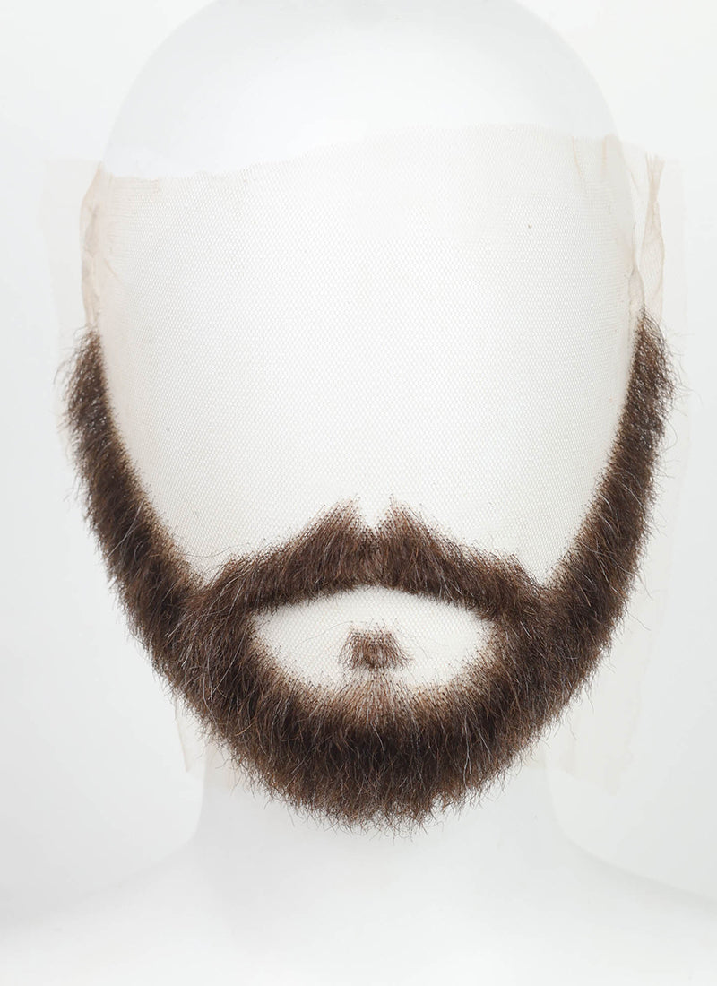 Handmade HD Lace Realistic Brown Beard and Moustache Facial Hair Set MB069