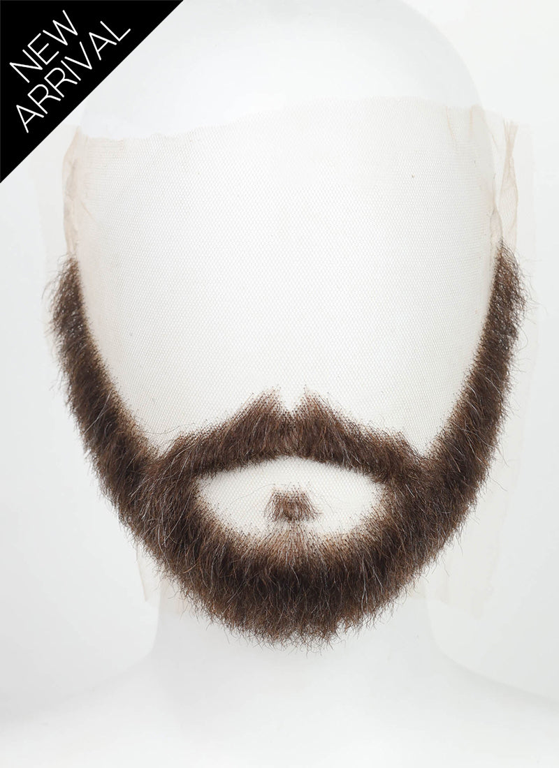 Handmade HD Lace Realistic Brown Beard and Moustache Facial Hair Set MB069
